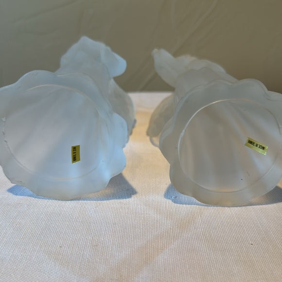 Set of 2 Frosted Christmas Angels Playing Harp Caroling Book Tea Light Decor - Picture 7 of 11